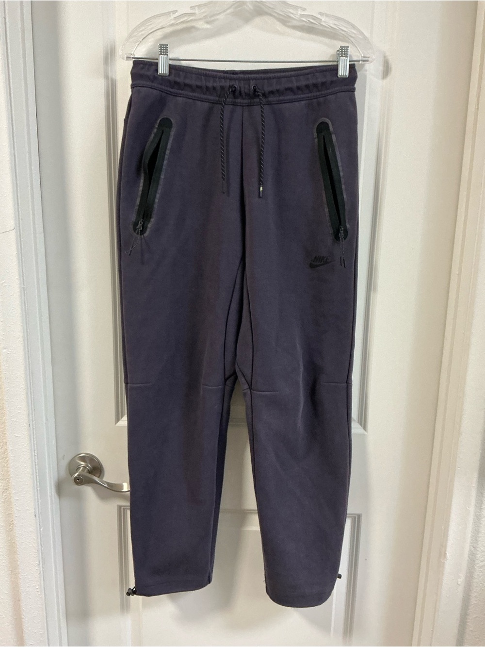 Nike Tech Fleece Joggers Washed Dark Purple Zipper Pockets Sweatpants Small
